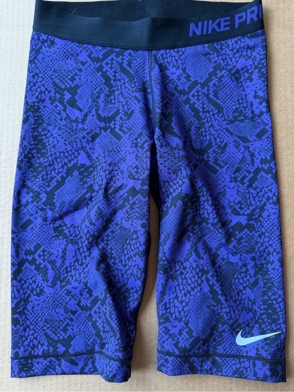 Nike Pro Purple and Black Snake-Print Athletic Shorts